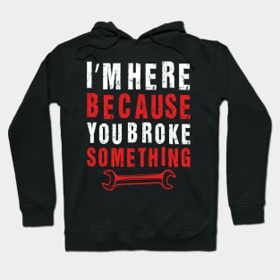 im here because you broke something Hoodie